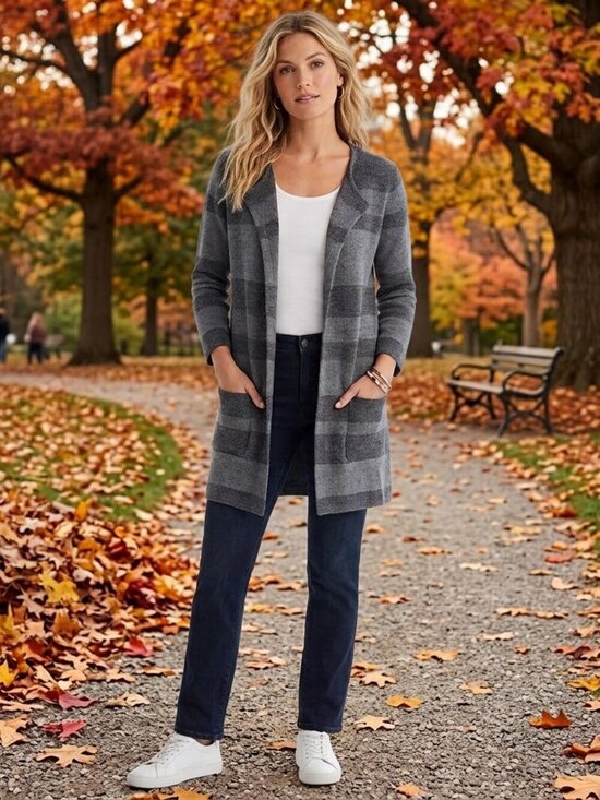 The White Company Sweaters - 100% Wool by The White Company. Size 4 Open-Front Striped Women’s Sweater.